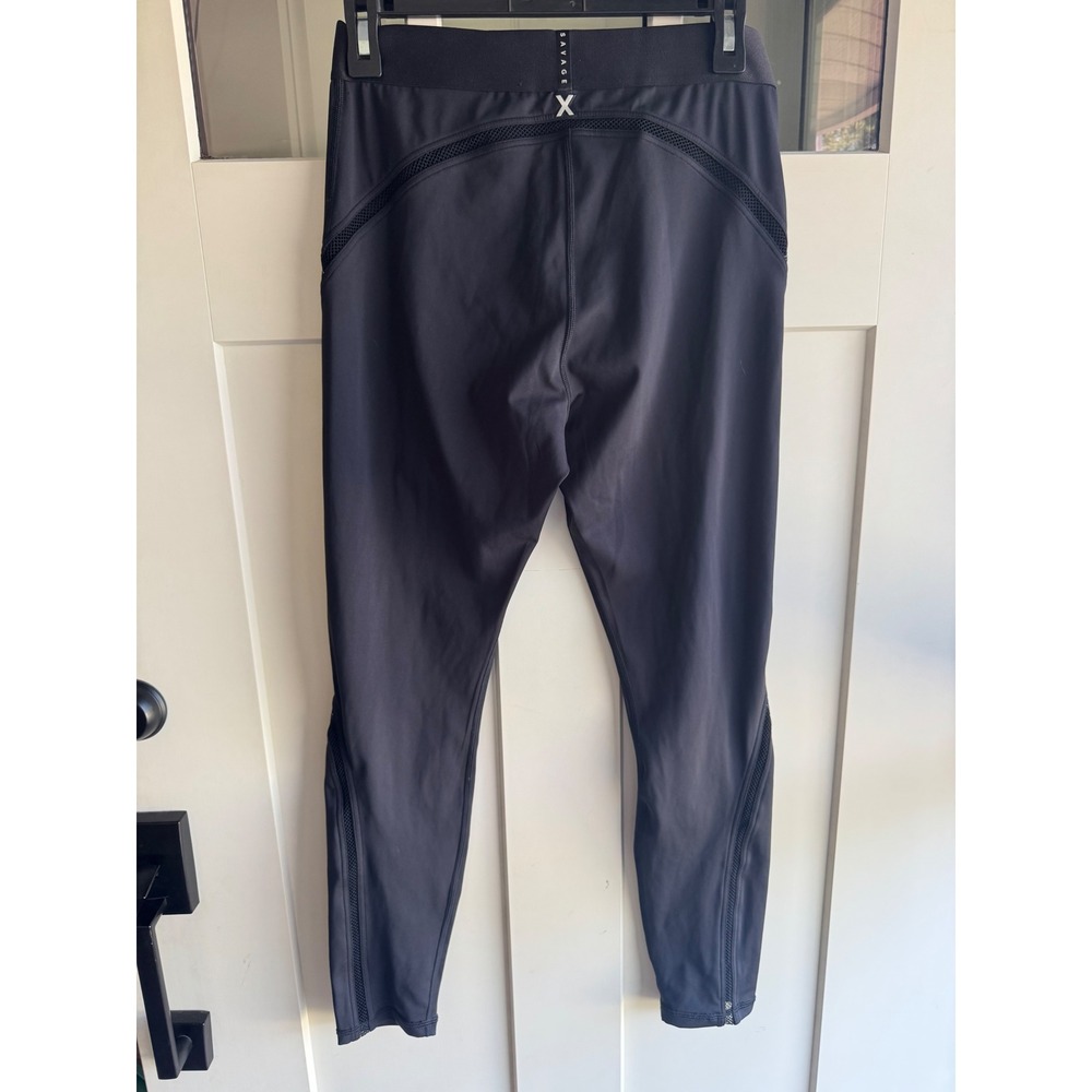 Savage X Fenty Womens Black Mesh Panel High Waisted Activewear Leggings